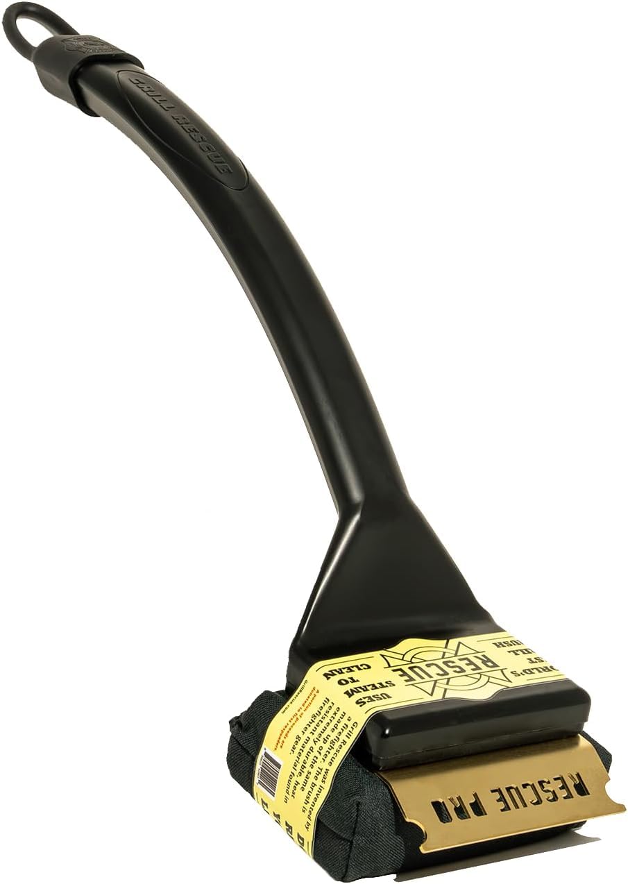 Grill Rescue Rescue-Upgraded cleaning head ready for fast, bristle-free grime removal.