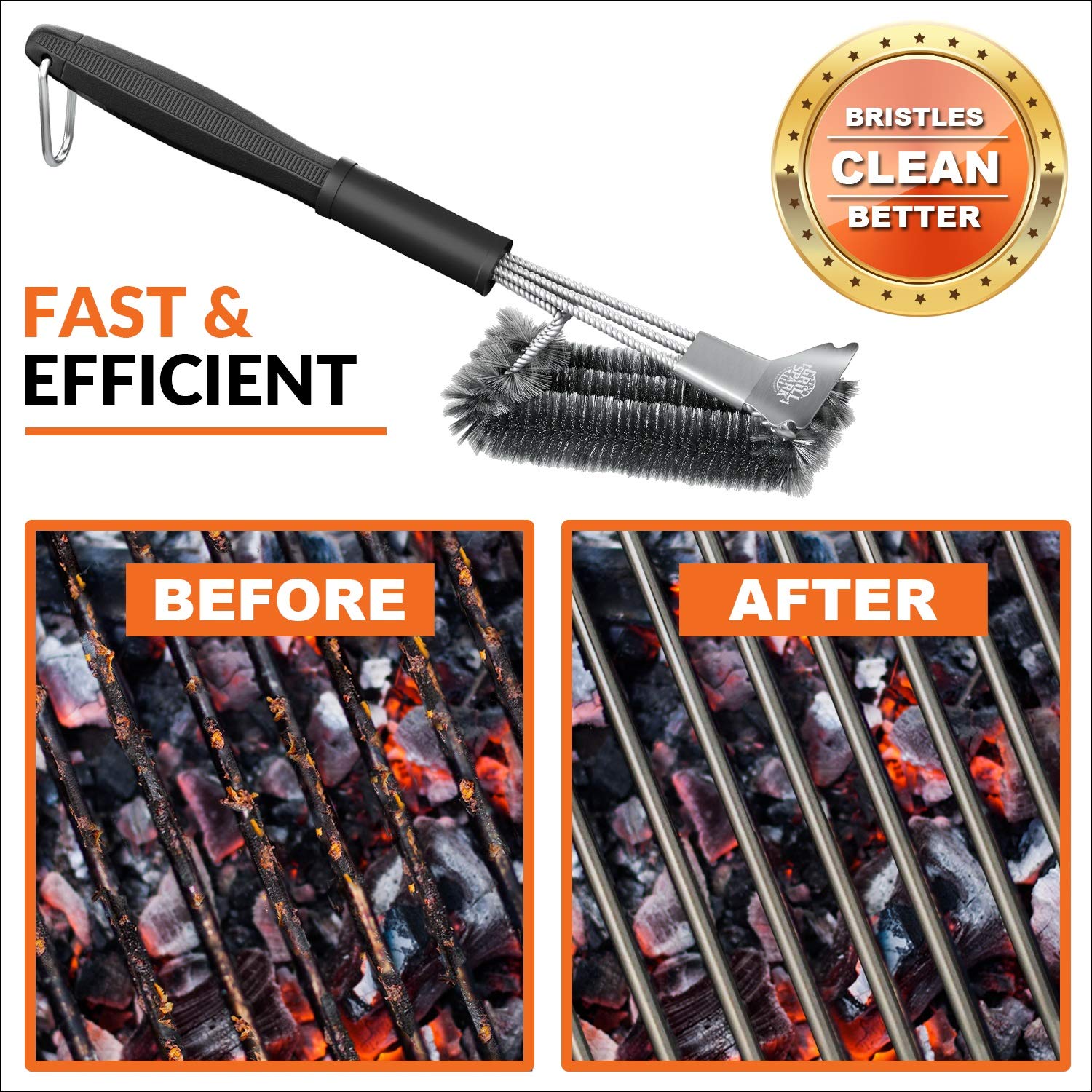 Grill Spark 18-inch brush compatible with Weber and other grates.