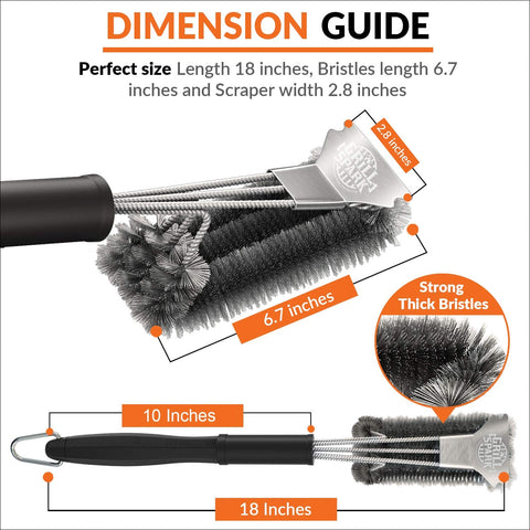 Grill Spark 18-inch brush rapid cleaning design speeds up maintenance.