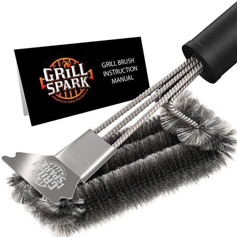 Grill Spark 18-inch brush with round head for thorough grill cleaning.