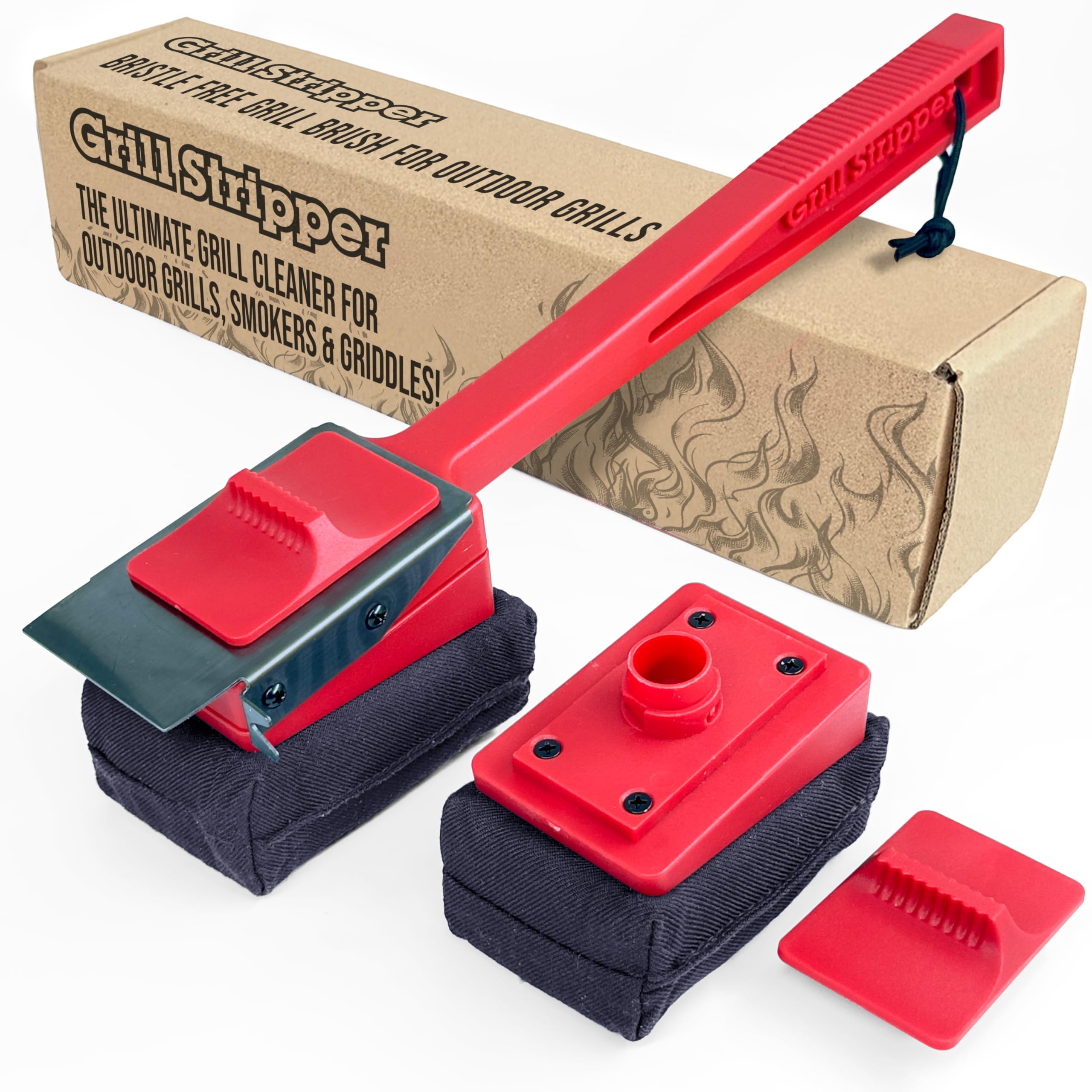 Grill Stripper bristle-free brush with steam cleans greasy grates safely.