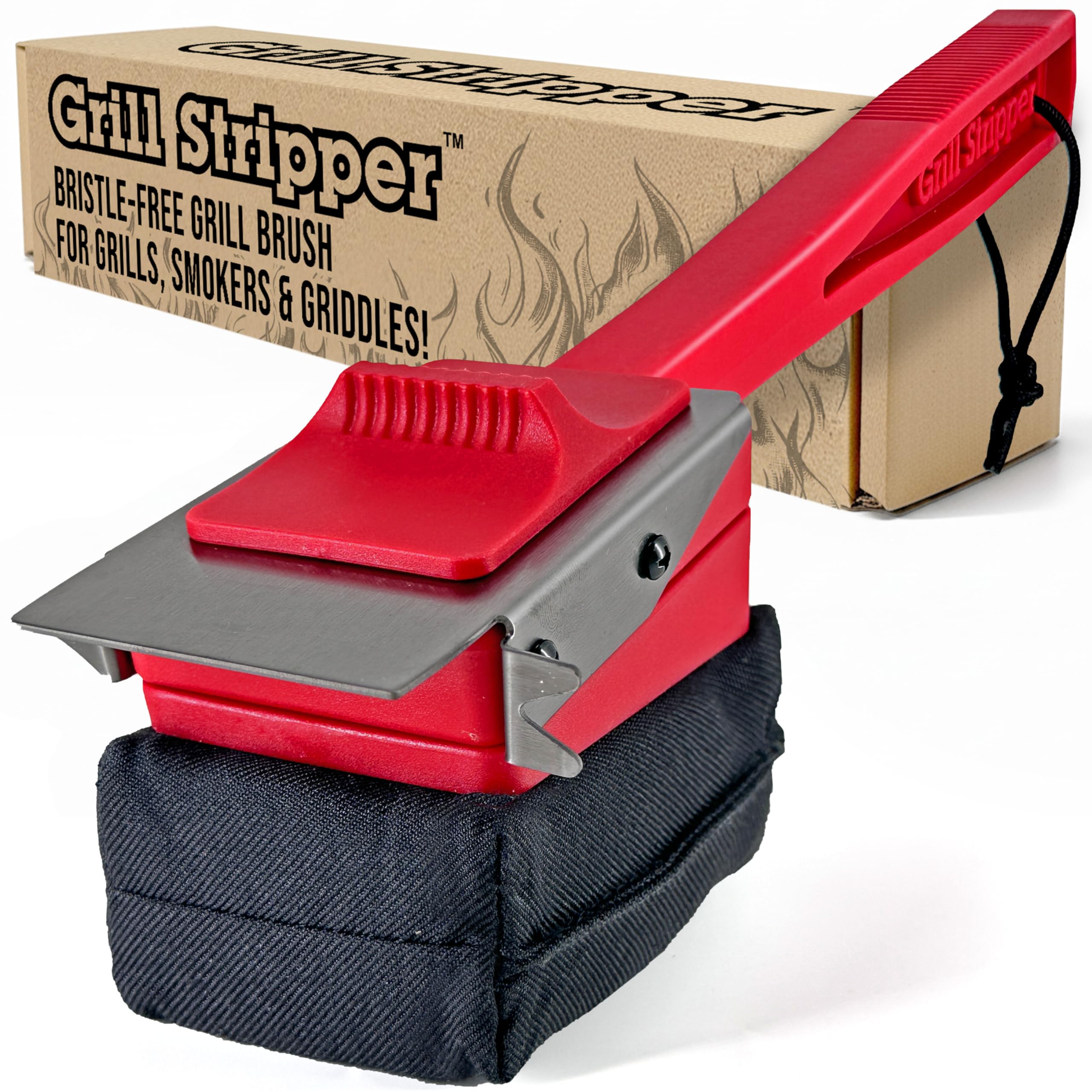 Grill Stripper bristle-free brush, top view, safer grills with steam cleaning power