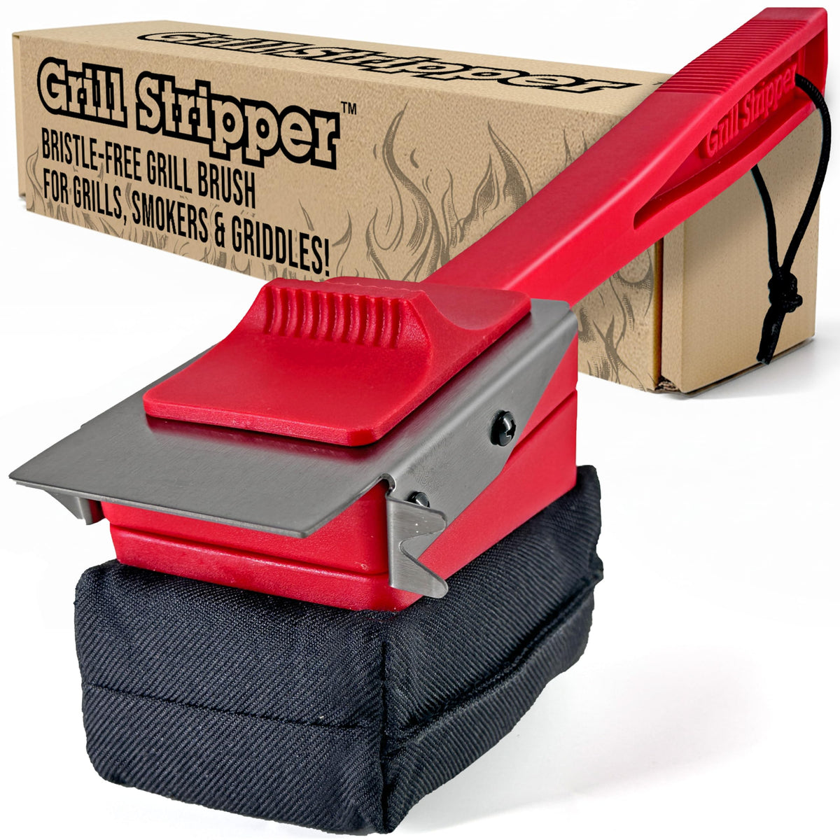 Grill Stripper bristle-free brush, top view, safer grills with steam cleaning power