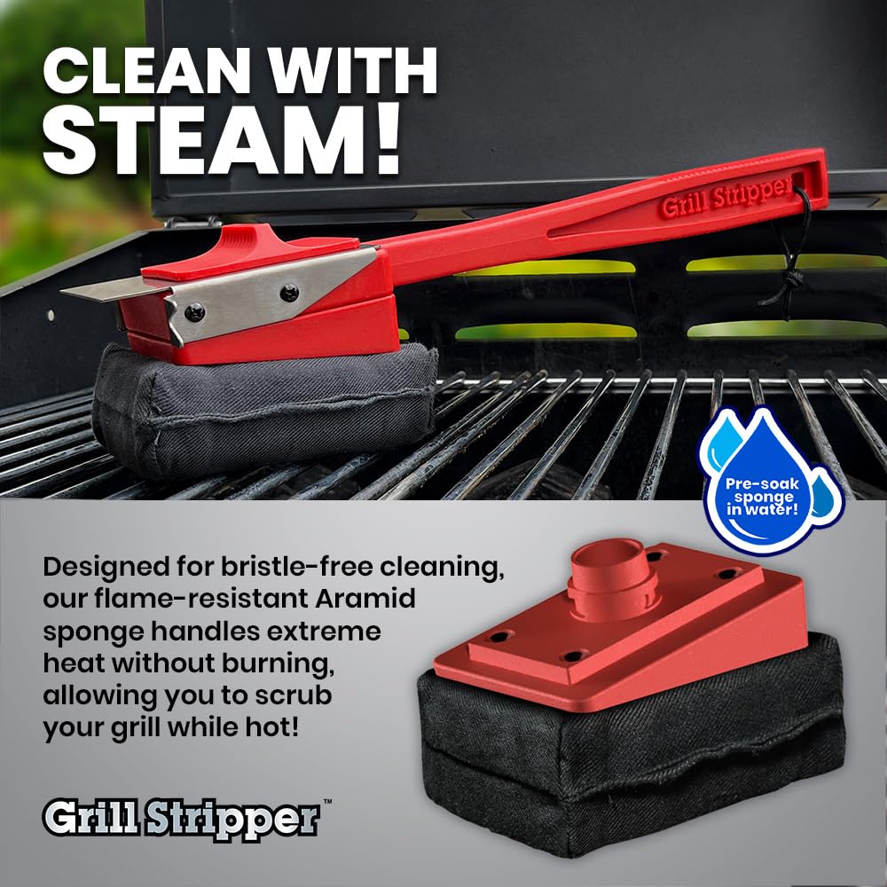 Outdoor grilling setup with Grill Stripper in action after cooking