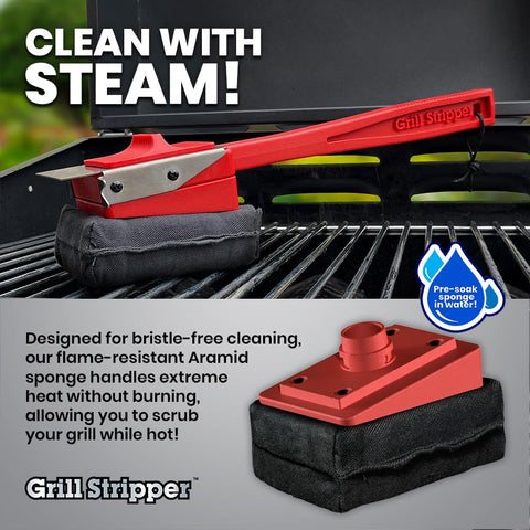 Outdoor grilling setup with Grill Stripper in action after cooking