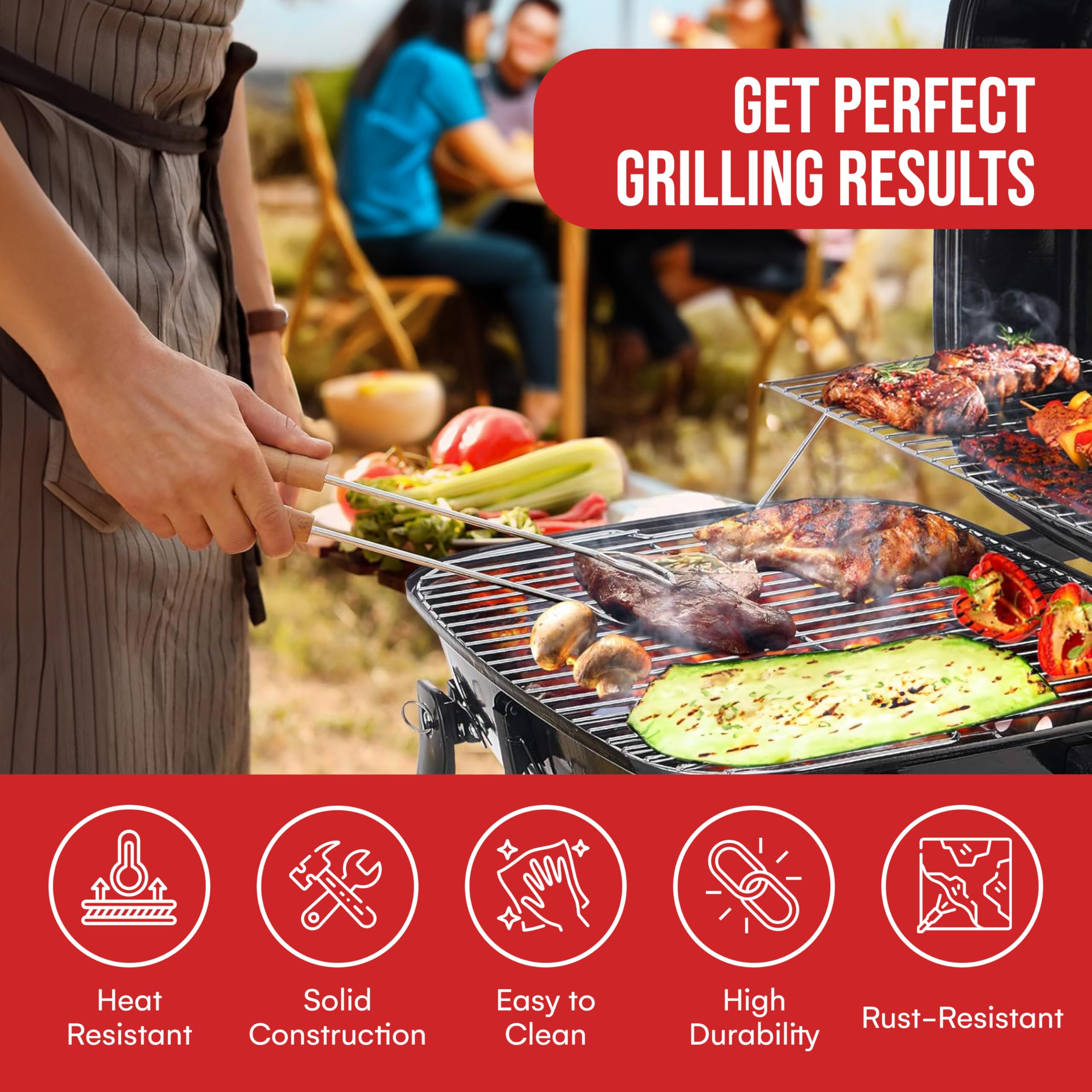 Grill Trade adjustable airflow vent helps control temperature and even heating.