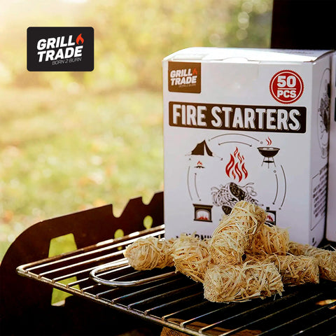 Grill Trade outdoor fire pit scene with a fire starter in use