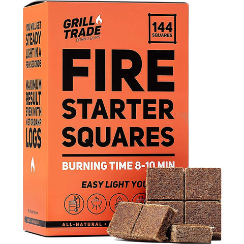 Grill Trade Fire Starter Squares 144-pack for quick barbecue ignition and easy setup