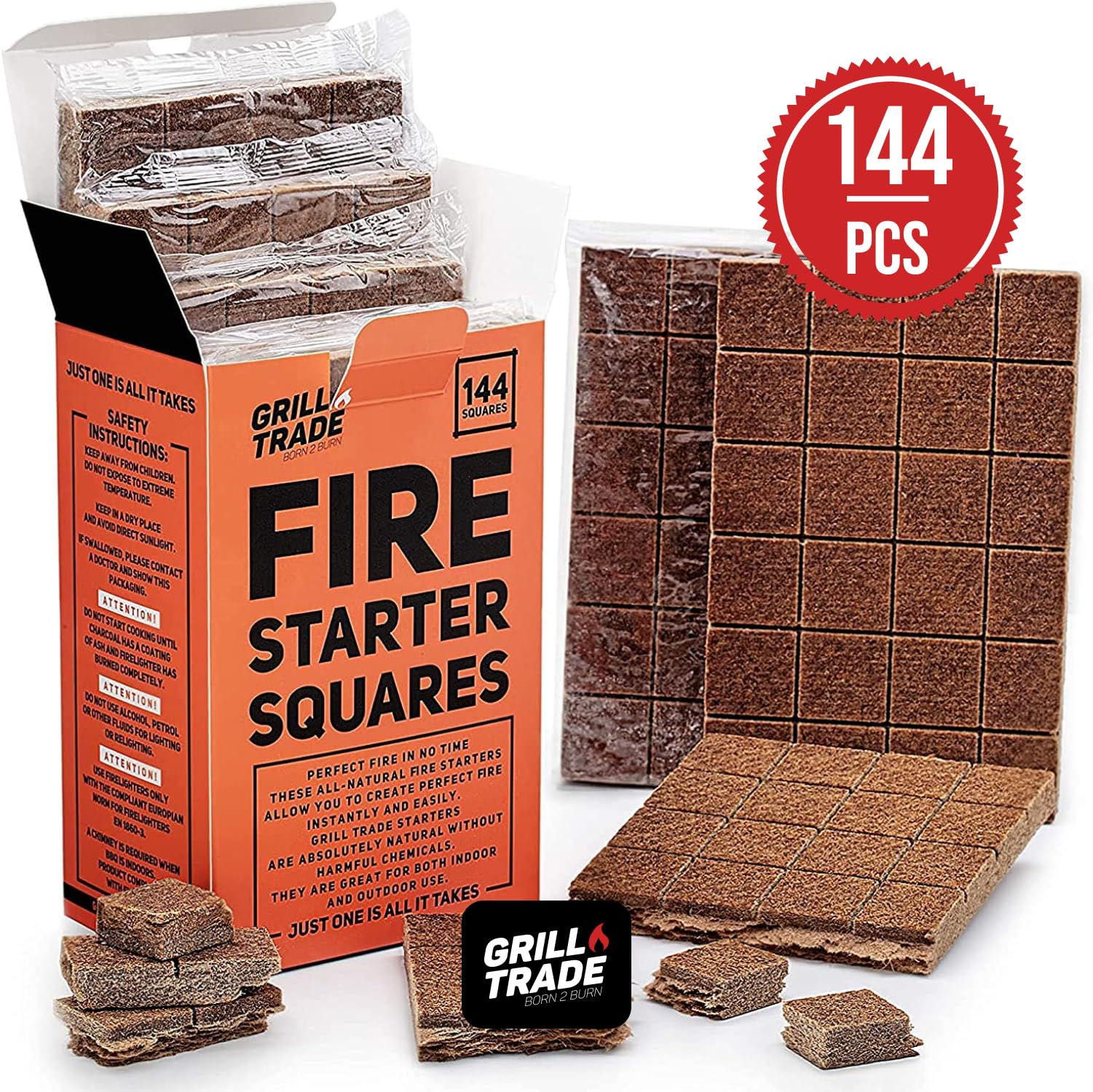 Grill Trade Fire Starter Squares Natural Ingredients pine wood and wax