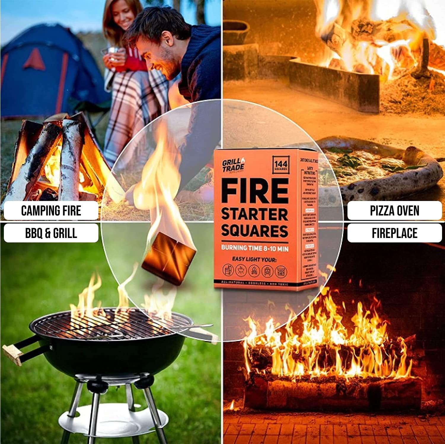 Grill Trade Fire Starter Squares Wood Stove Use for indoor, clean ignition