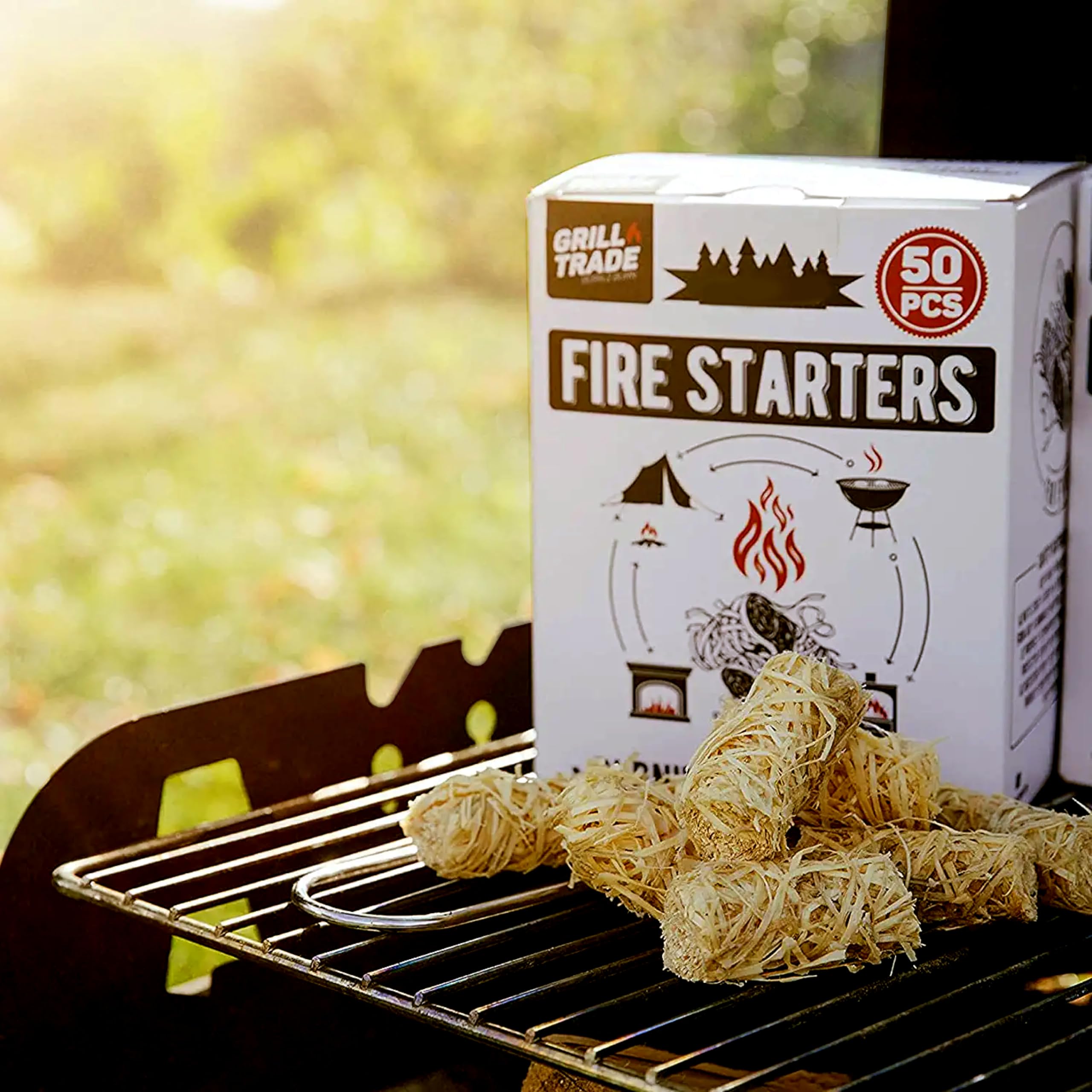 Grill Trade Fire Starters versatile for indoor and outdoor use.