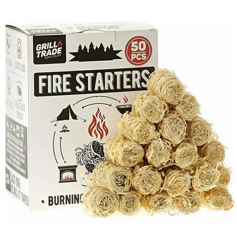 Grill Trade Fire Starters ignite quickly with pine wood shavings for clean grilling.