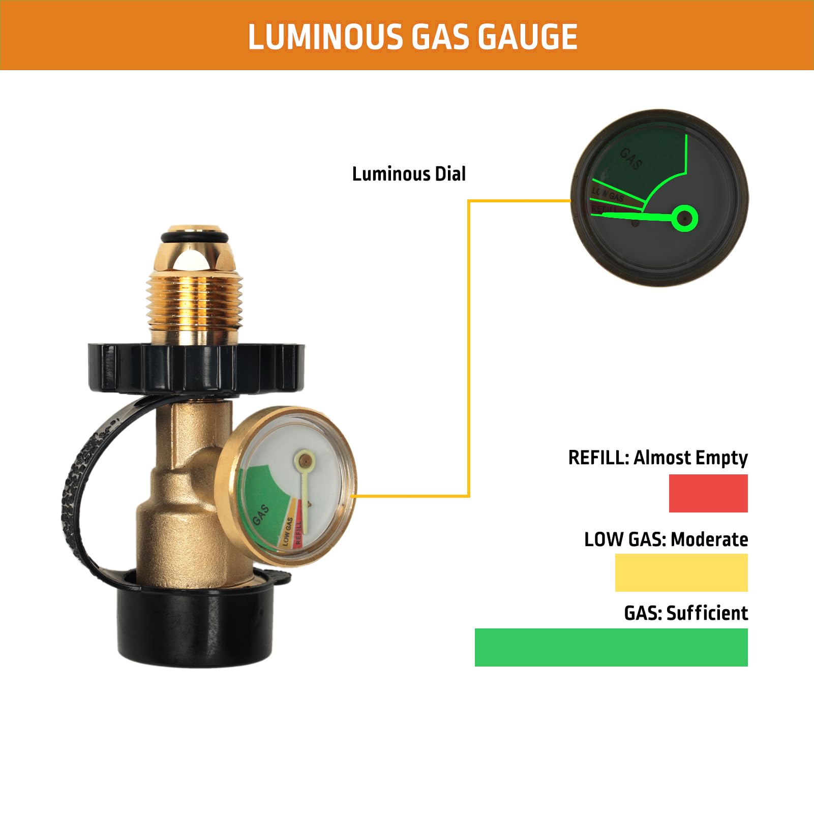 GrillAce 100lb brass propane tank adapter ready for durable outdoor use.