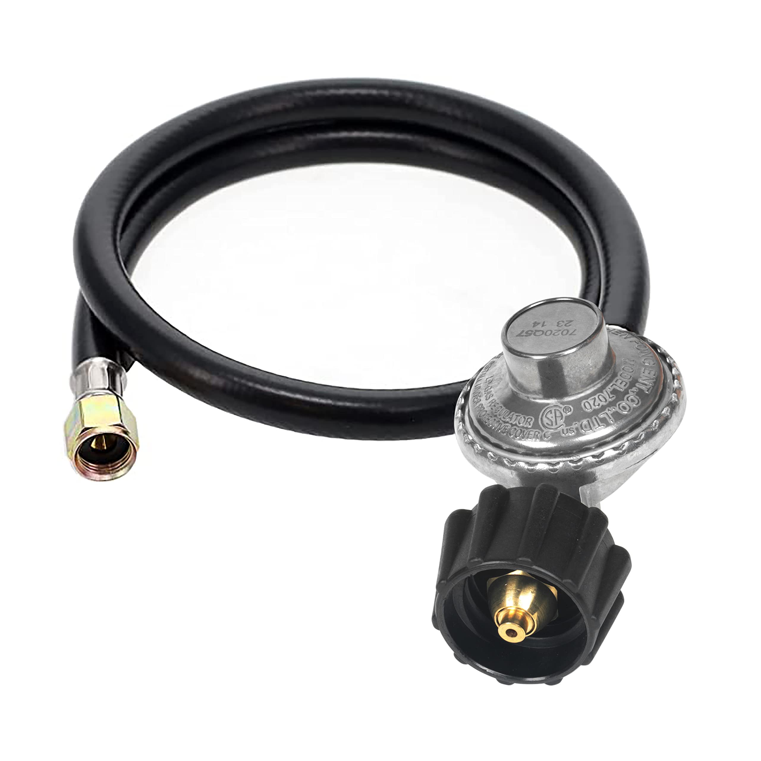 GrillAce 2ft regulator and hose for Weber-compatible grill setup.