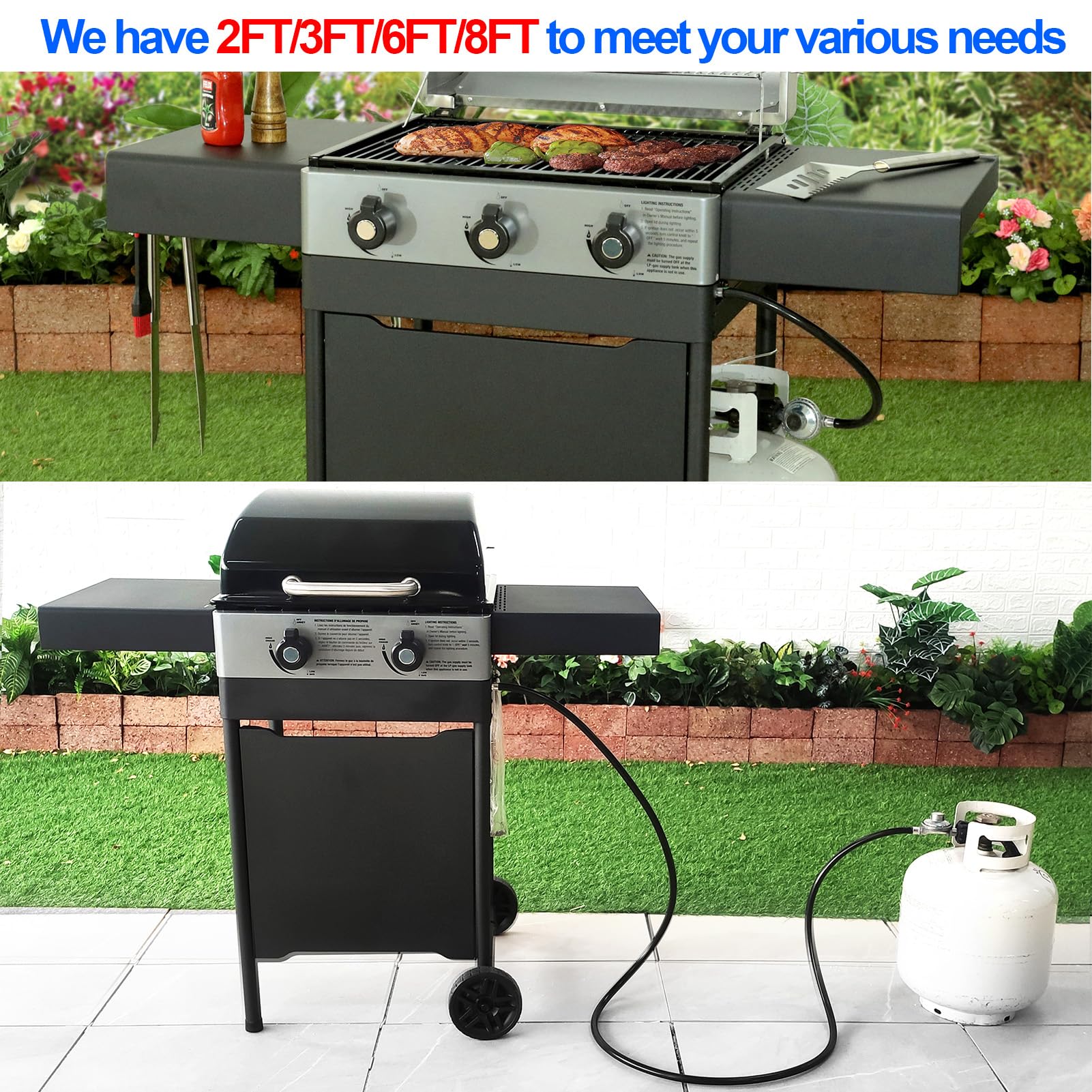 GrillAce 8ft regulator provides extended reach for outdoor pits.