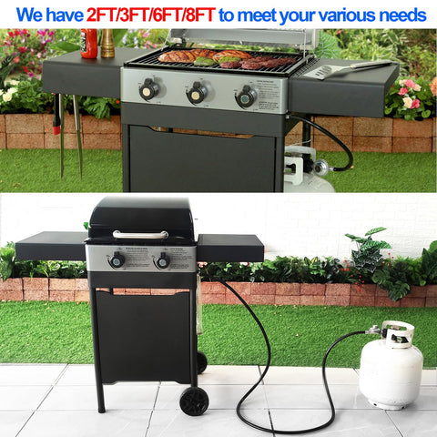 GrillAce 8ft regulator provides extended reach for outdoor pits.
