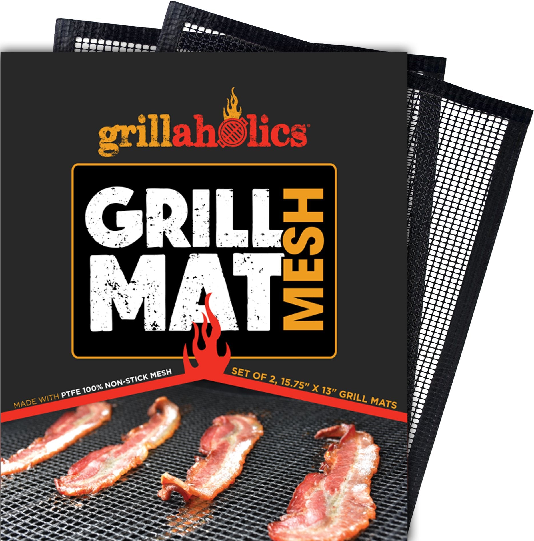 Grillaholics BBQ Mesh Grill Mat set of 2 for versatile grilling.