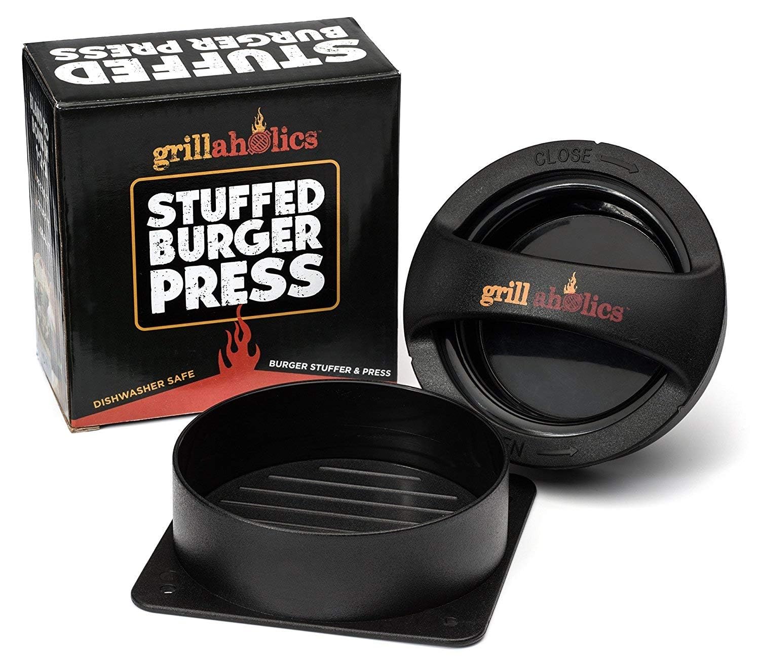 Grillaholics burger patty maker stuffing ingredients demonstrates tasty fillings.