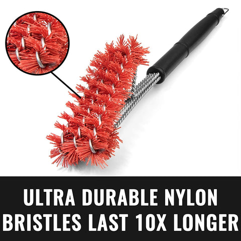 Grillaholics nylon brush with lifetime warranty offers durable grilling tool.