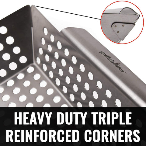 Grillaholics grill basket kebab-friendly design keeps skewers secure