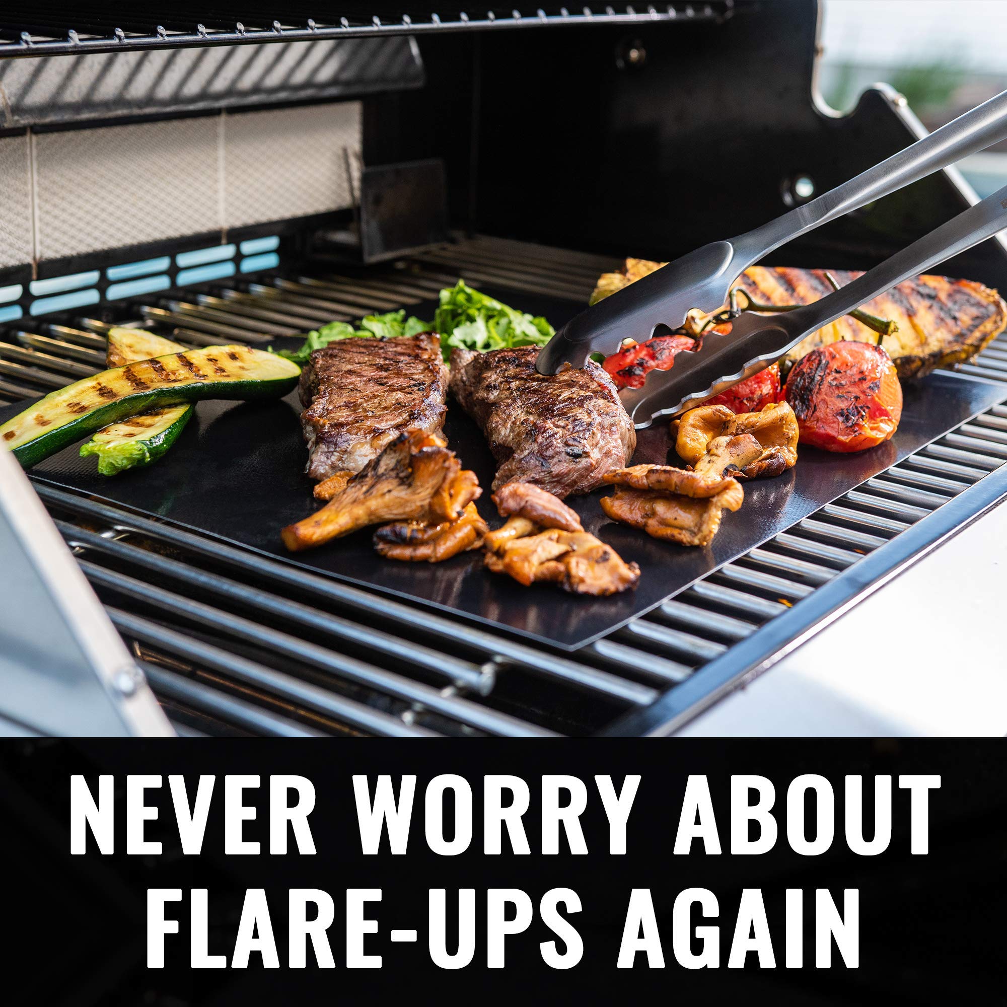 Grillaholics grill mats on grill grates prevent food from falling through.