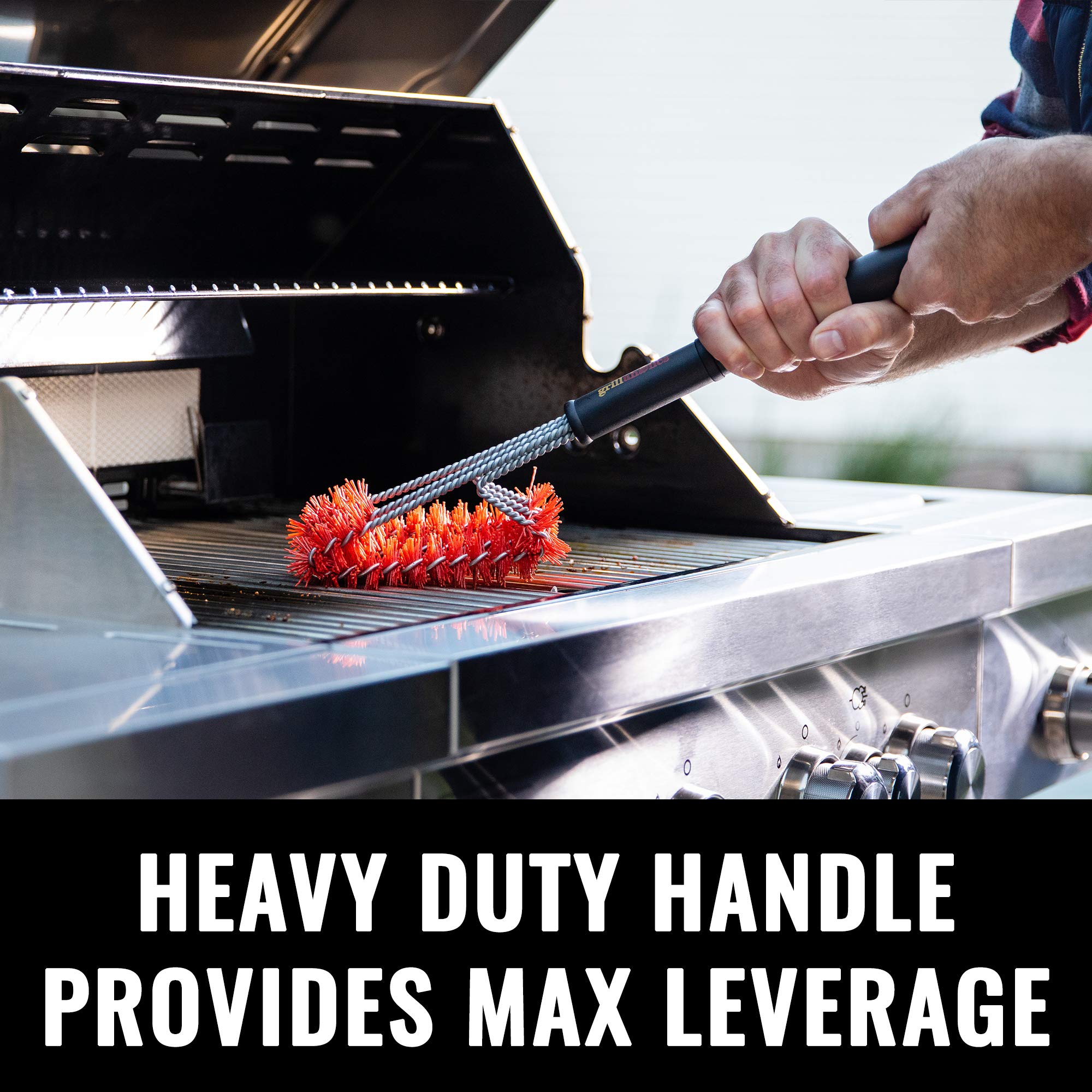 Grillaholics grill brush safely cleans between grates without metal bristles.
