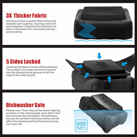 GRILLART 360-degree cleaning action surrounds grill bars for thorough removal.