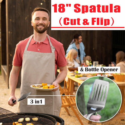 GRILLART 3-in-1 spatula with knife and bottle opener for convenience