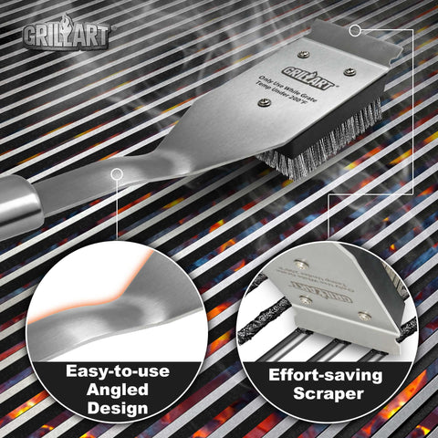 GRILLART all-grates-compatibility works on charcoal, gas, porcelain, and infrared grills.