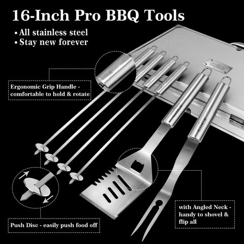 GRILLART stainless steel fork for sturdy meat lifting.
