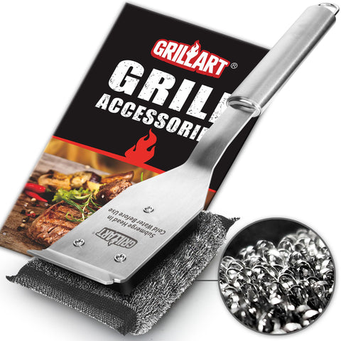 GRILLART bristle-free brush head for safer grilling without loose wires