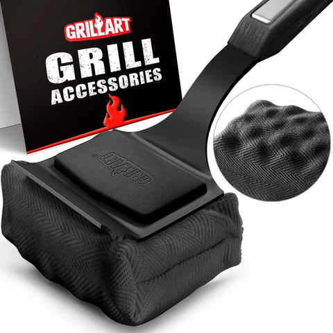 GRILLART bristle-free grill brush close-up showing safe cleaning head.