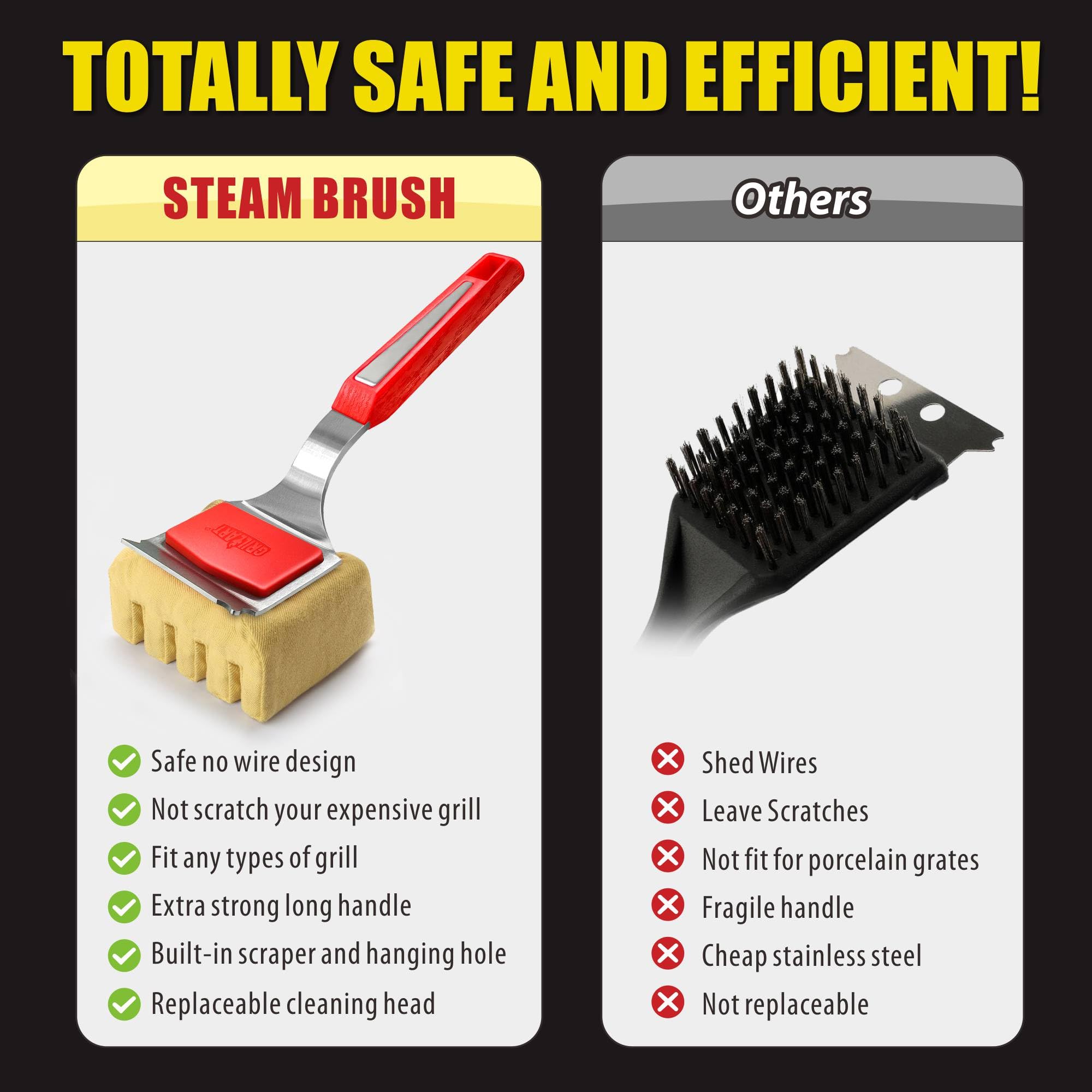 GRILLART built-in scraper helps remove cold buildup efficiently