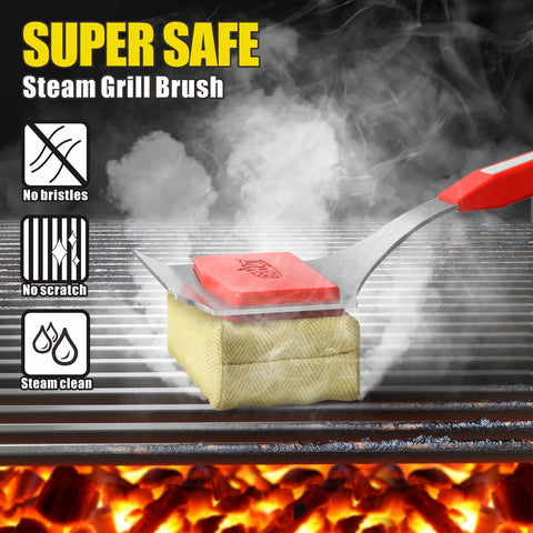 GRILLART clip mechanism securing the cleaning head during scrubbing