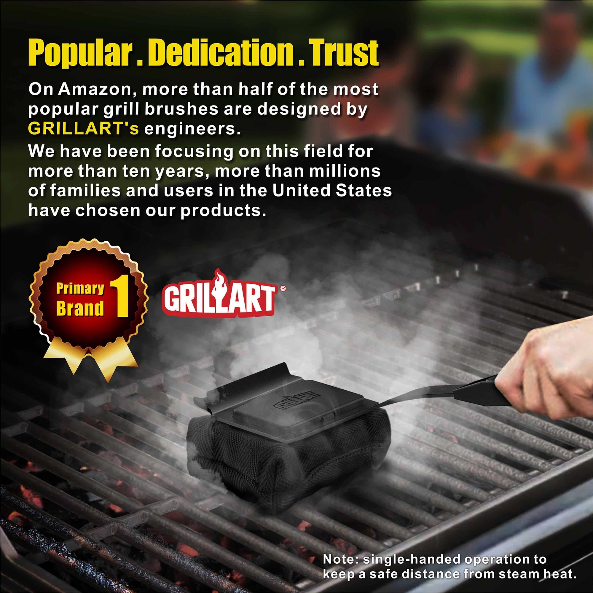 GRILLART compatible with charcoal, gas, porcelain, ceramic, cast iron, and stainless steel grills