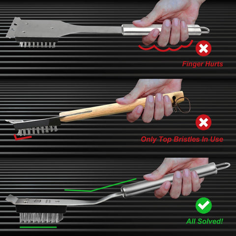 GRILLART dense-stainless-bristles deliver tough-on-residue performance with less effort.