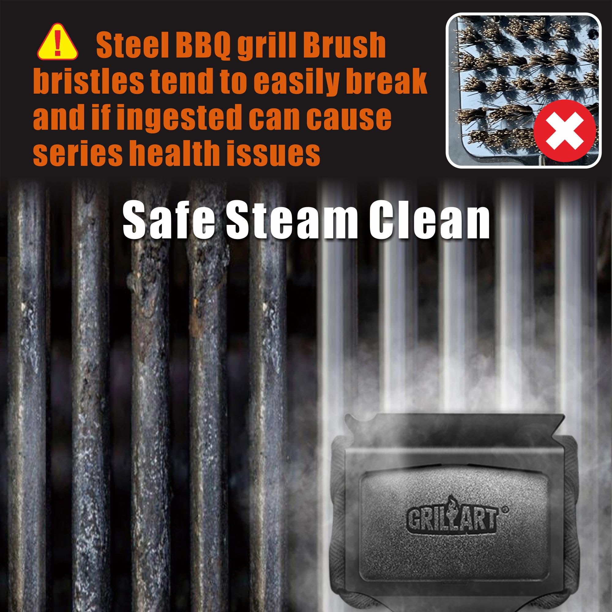 GRILLART dishwasher-safe head allows quick cleanup and reuse.