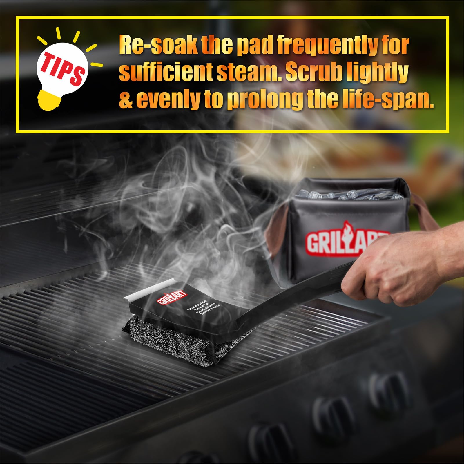 GRILLART dishwasher-safe pad simplifies post-grill maintenance.