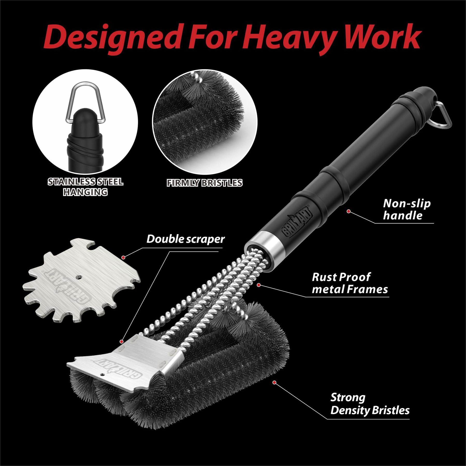 GRILLART durable stainless steel scraper for tough grease