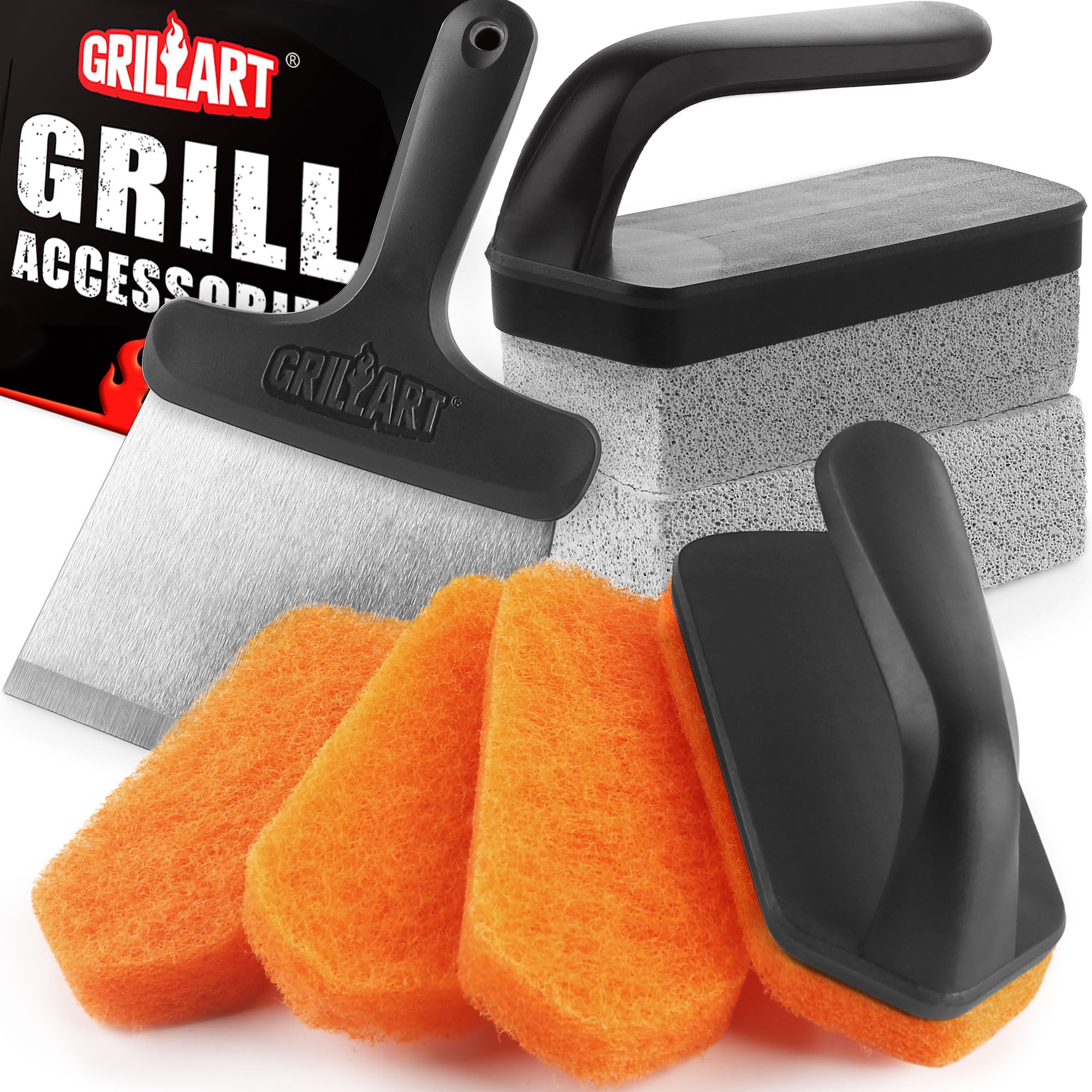 GRILLART griddle cleaning kit with stone for deep cleaning on rusty surfaces