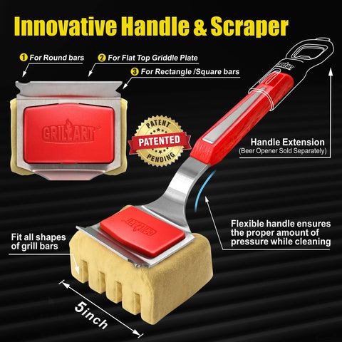 GRILLART heat-resistant cleaning pad withstands hot grill surfaces