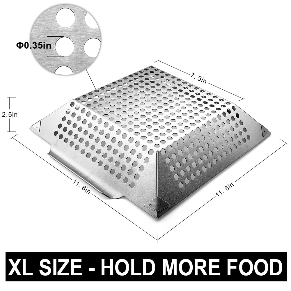 GRILLART perforated vegetable grill pan for even heat and easy turning.