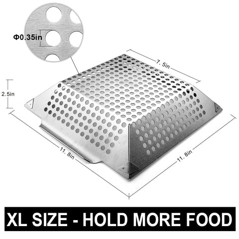 GRILLART perforated vegetable grill pan for even heat and easy turning.