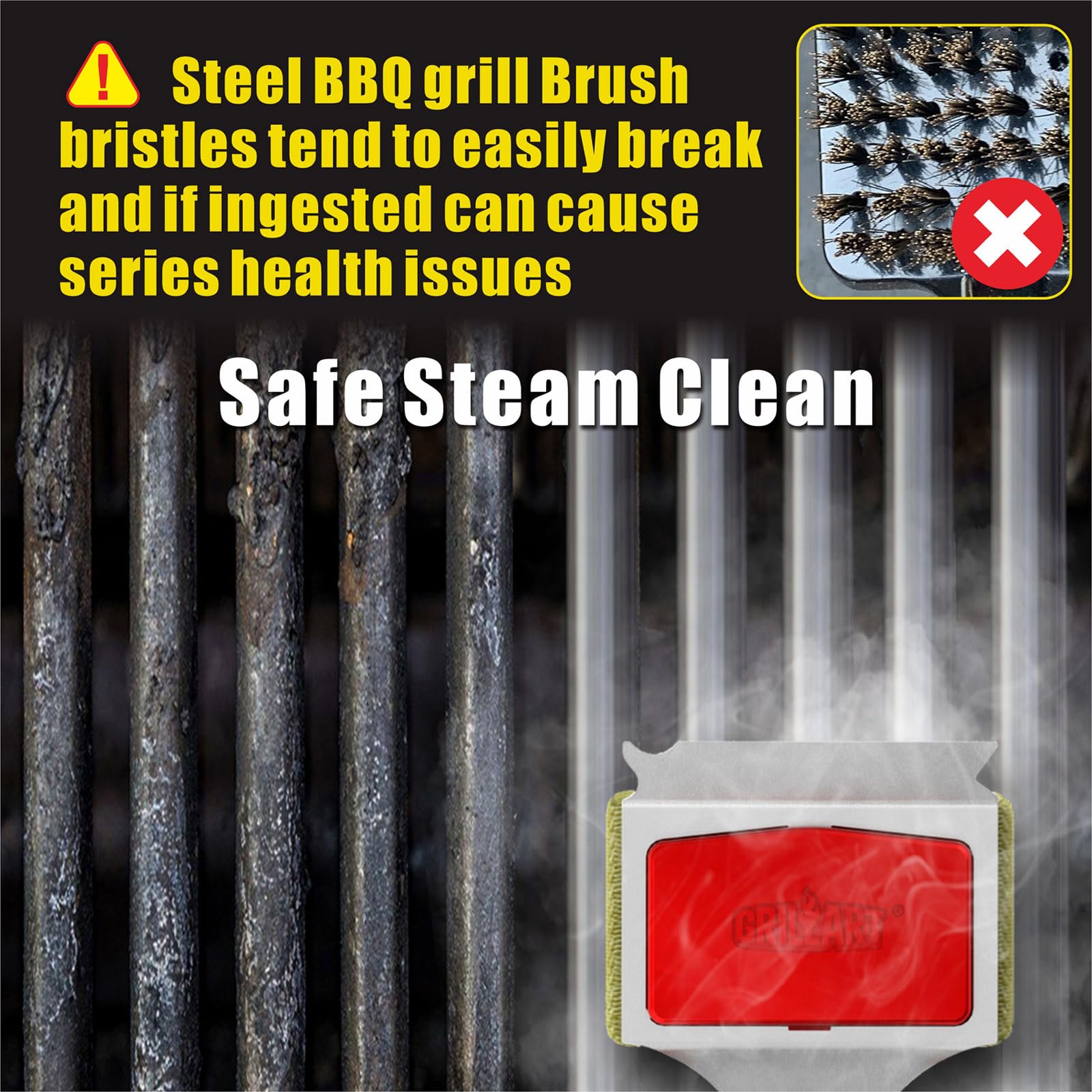 GRILLART red cleaning pad in action cleaning grill grates