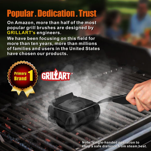 GRILLART safe on charcoal, gas, porcelain, ceramic, cast iron, and stainless grills.