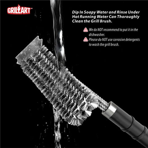 GRILLART safety reminder supports post-cleanup bristle care