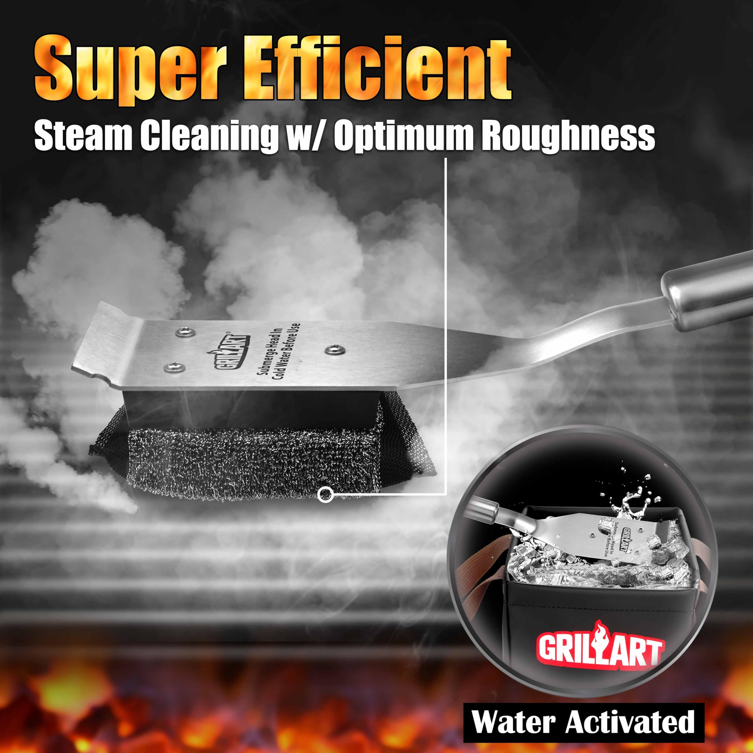 GRILLART stainless steel handle adds durability and long-lasting reliability
