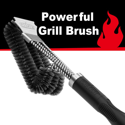 GRILLART stainless steel scraper removes stubborn residues