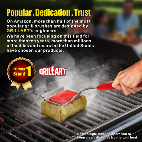 GRILLART SteamWizards works on charcoal, gas, porcelain, ceramic, cast iron, and stainless.