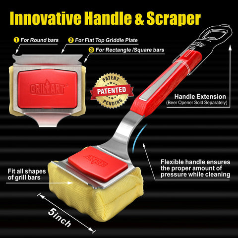 GRILLART SteamWizards heat-resistant brush pad endures repeated hot grilling.